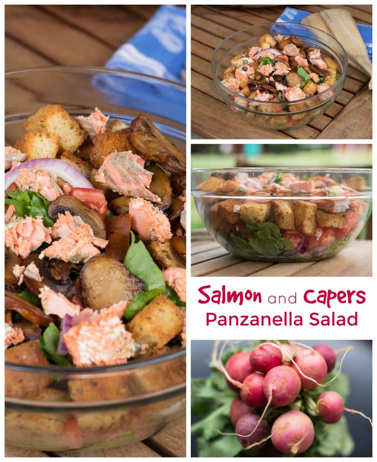 Salmon and Capers Panzanella Salad #SundaySupper || Erin Brighton | gluten free | salads | easy dinners