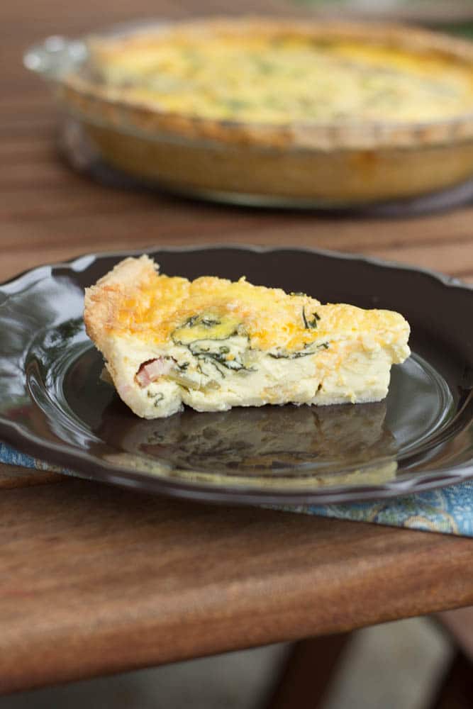 Easy Quiche Lorraine With Caramelized Onions and Sauteed Swiss Chard