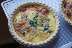 Easy Quiche Lorraine With Caramelized Onions and Sauteed Swiss Chard