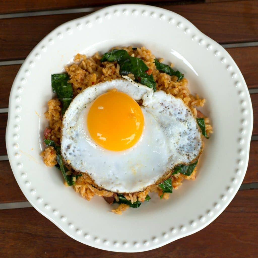 Kimchi Fried Rice With Kale || Erin Brighton | easy dinners | gluten-free | vegetarian | duck eggs | Asian food