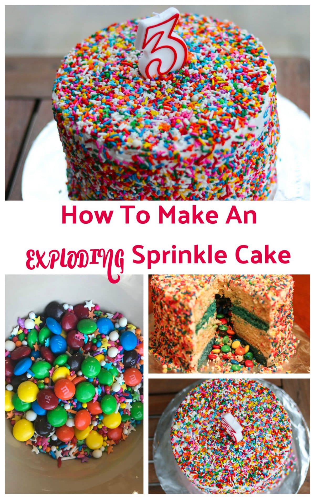 How To Make An Exploding Sprinkle Cake || Erin Brighton | birthday cakes | baking | cake decorating | kid birthday cakes | gluten free baking