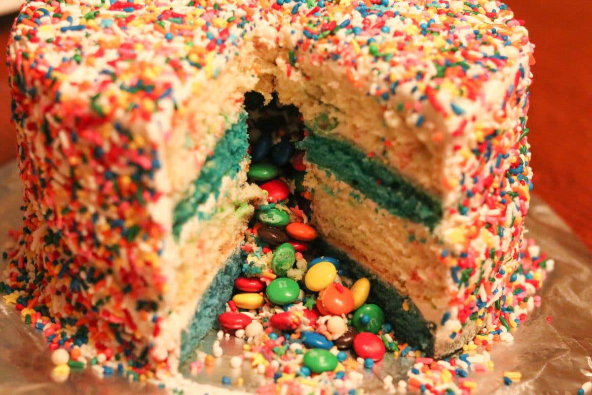 How To Make An Exploding Sprinkle Cake || Erin Brighton | birthday cakes | baking | cake decorating | kid birthday cakes | gluten free baking
