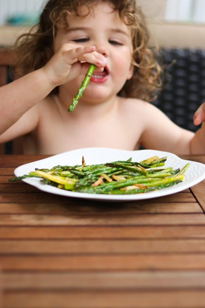 Baby Asparagus and Crispy Garlic Saute Erin Brighton