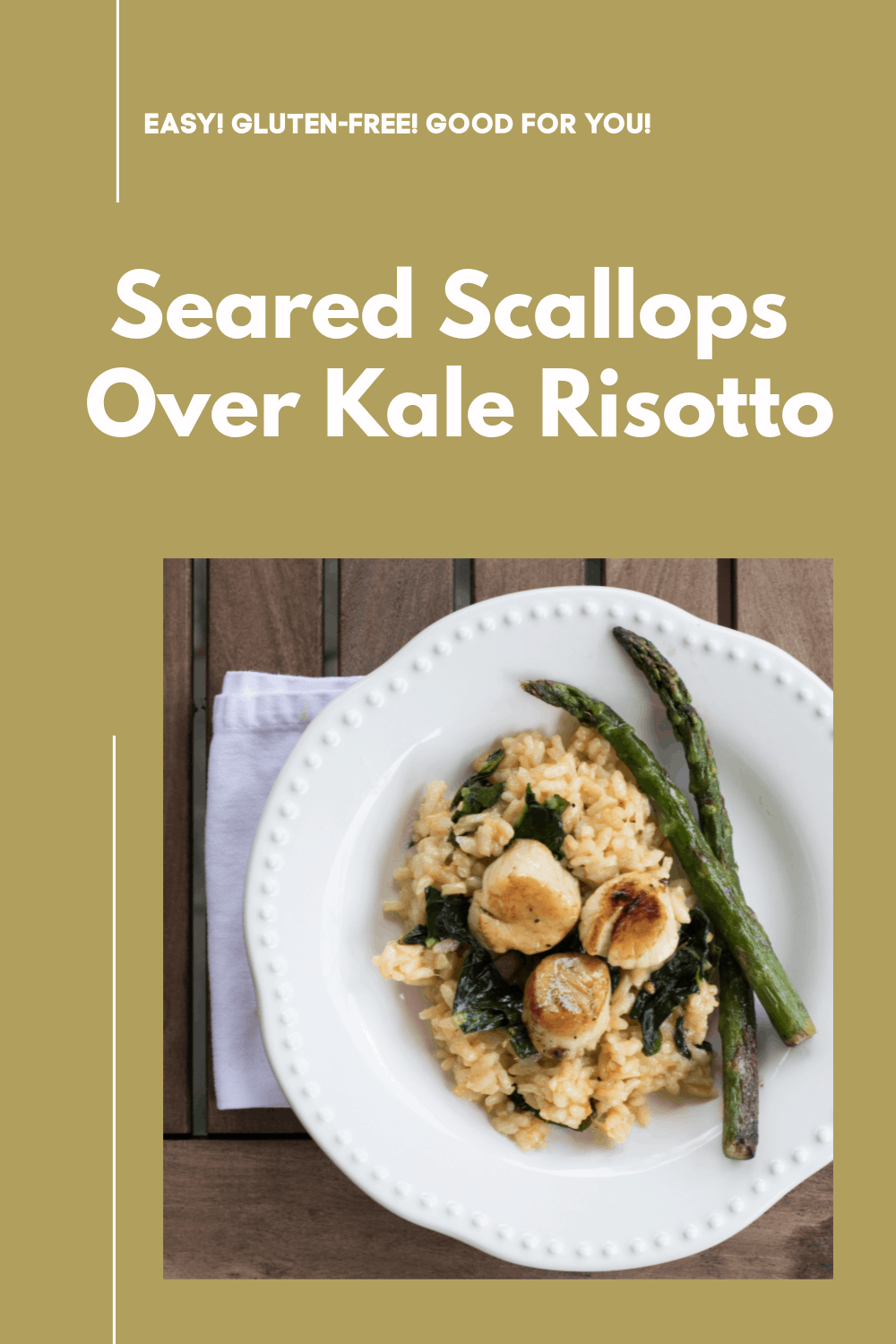 Delicious Seared Scallops Over Kale Risotto