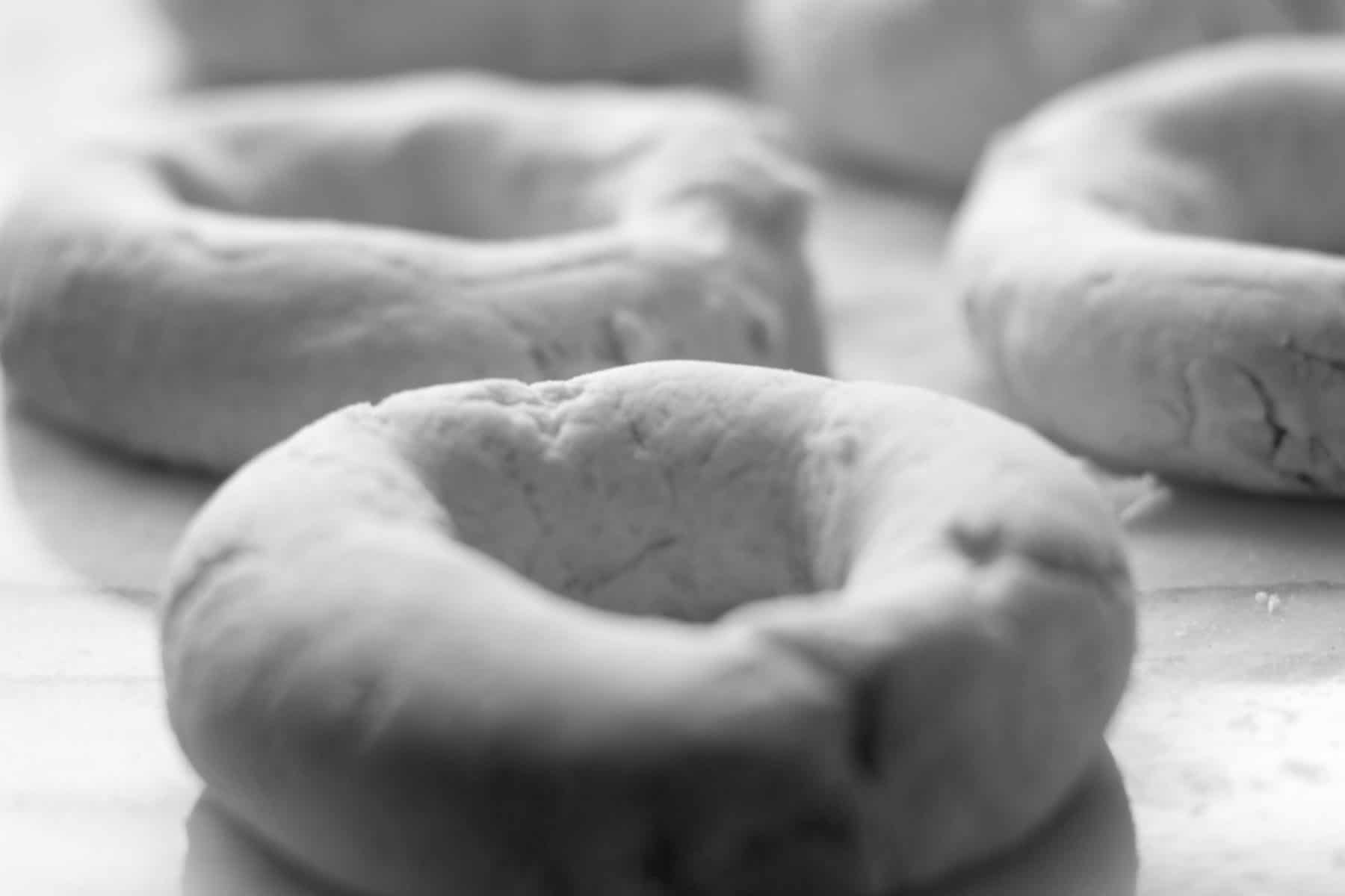 Bagels ready to be baked