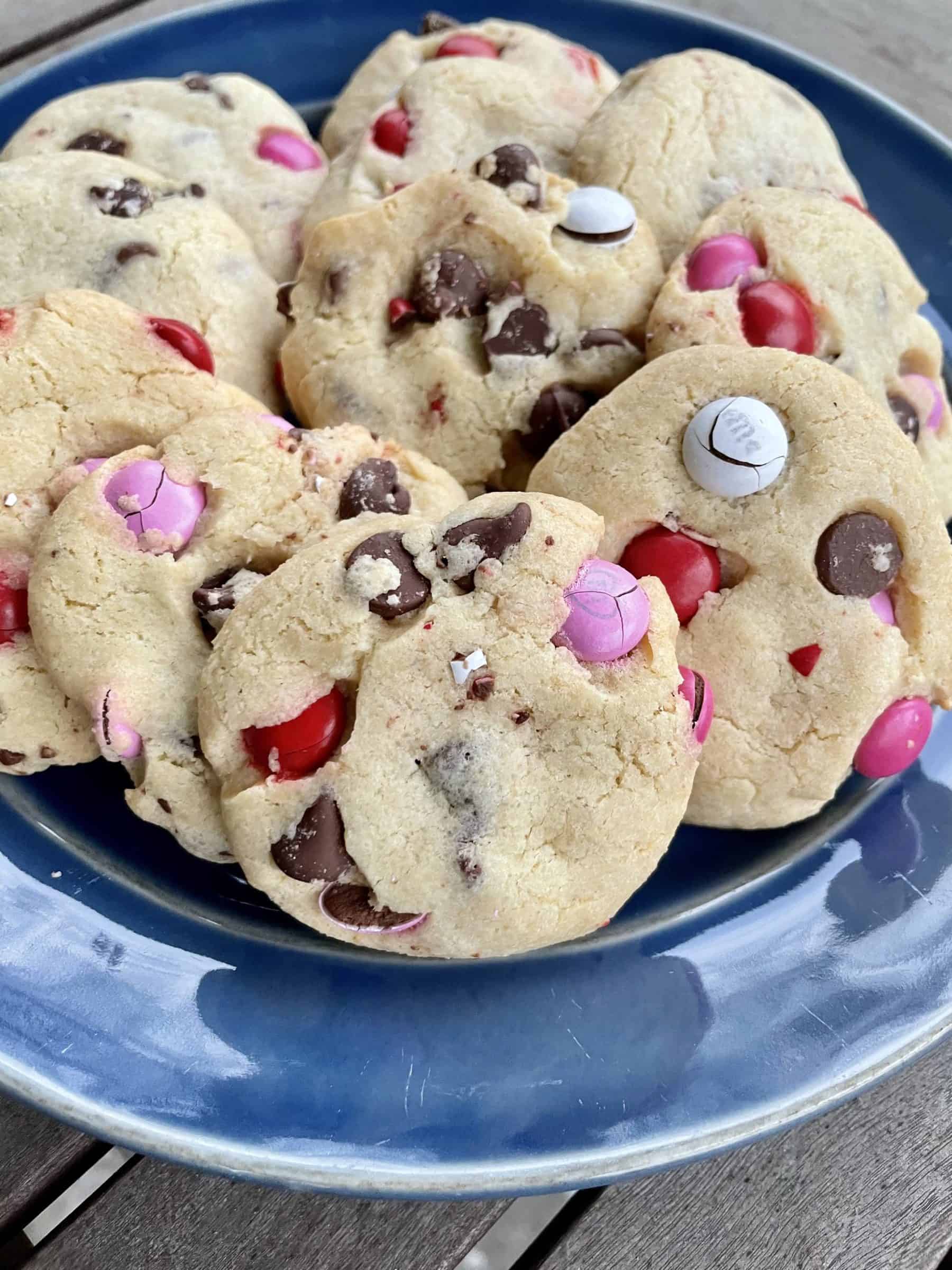 Super Soft Valentine's Day Cookies on a plate