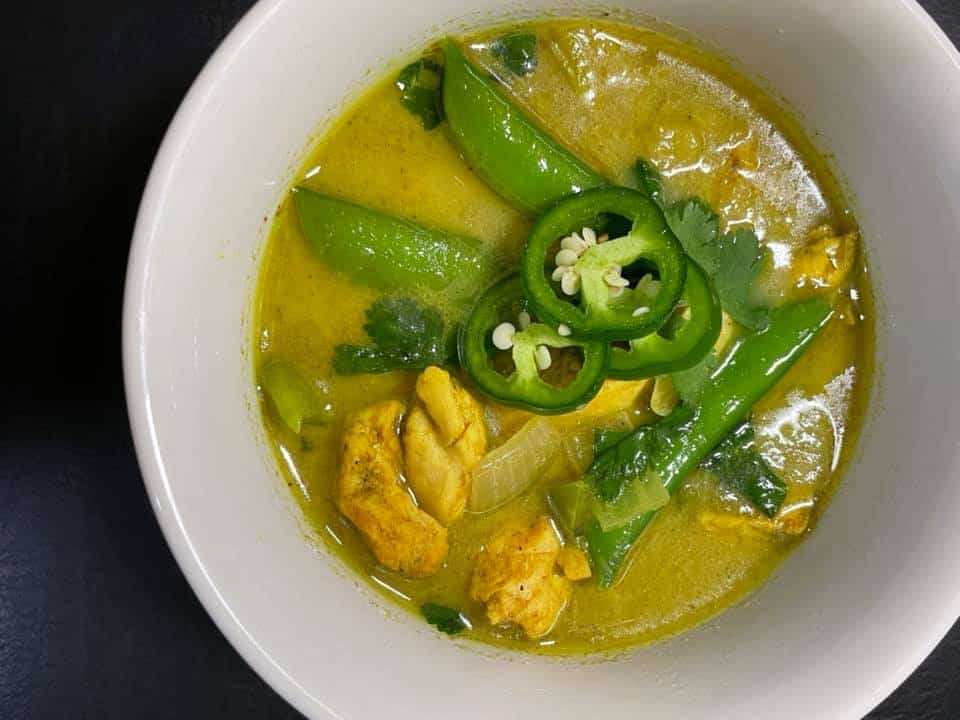 Thai Green Chicken Curry in a bowl